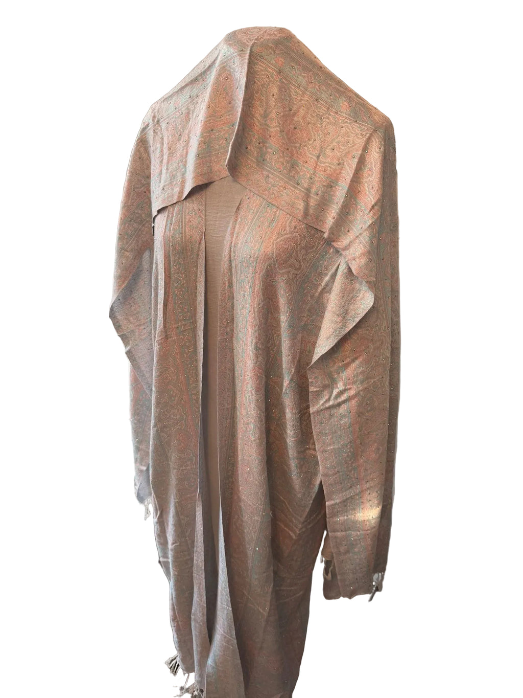 PASHMINA - Elegant Paisley Patterned Shawl with Intricate Embellishments for Stylish Wear