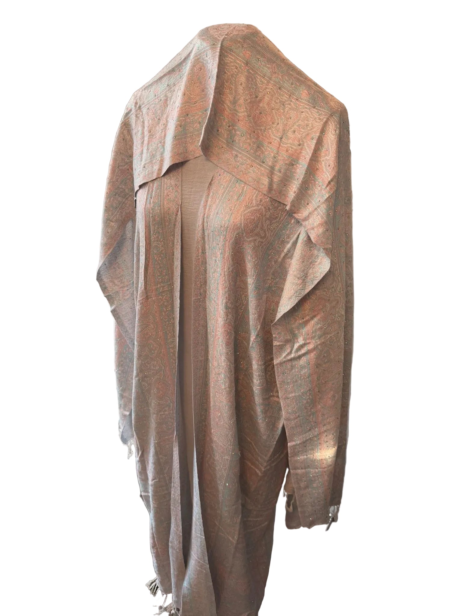 PASHMINA - Elegant Paisley Patterned Shawl with Intricate Embellishments for Stylish Wear