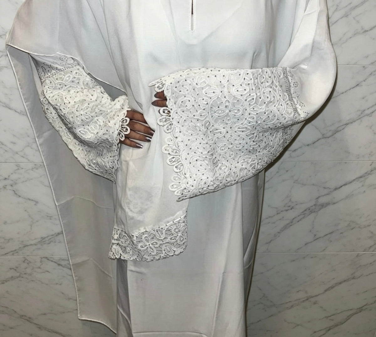 WHITE CASUAL ABAYA